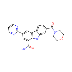 NC(=O)c1cc(-c2ncccn2)cc2c1[nH]c1cc(C(=O)N3CCOCC3)ccc12 ZINC000113201365