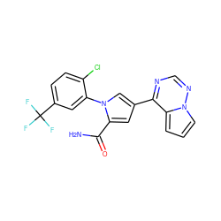 NC(=O)c1cc(-c2ncnn3cccc23)cn1-c1cc(C(F)(F)F)ccc1Cl ZINC000143024963