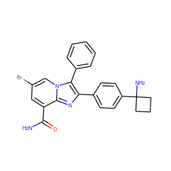 NC(=O)c1cc(Br)cn2c(-c3ccccc3)c(-c3ccc(C4(N)CCC4)cc3)nc12 ZINC000113656395