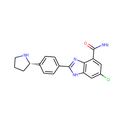 NC(=O)c1cc(Cl)cc2[nH]c(-c3ccc([C@@H]4CCCN4)cc3)nc12 ZINC000049114276