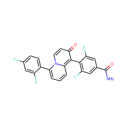 NC(=O)c1cc(F)c(-c2c(=O)ccn3c(-c4ccc(F)cc4F)cccc23)c(F)c1 ZINC000034984363