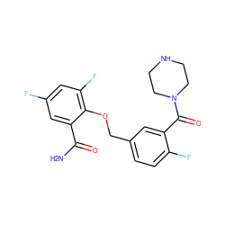 NC(=O)c1cc(F)cc(F)c1OCc1ccc(F)c(C(=O)N2CCNCC2)c1 ZINC000040933658