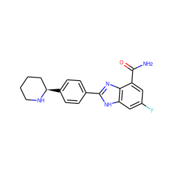 NC(=O)c1cc(F)cc2[nH]c(-c3ccc([C@@H]4CCCCN4)cc3)nc12 ZINC000049066642