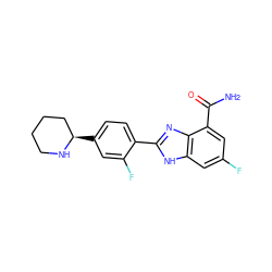 NC(=O)c1cc(F)cc2[nH]c(-c3ccc([C@@H]4CCCCN4)cc3F)nc12 ZINC000049067846