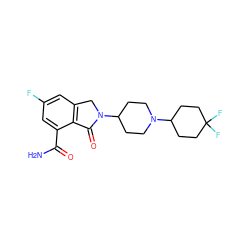 NC(=O)c1cc(F)cc2c1C(=O)N(C1CCN(C3CCC(F)(F)CC3)CC1)C2 ZINC000068248918