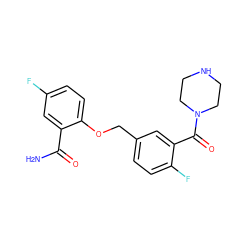 NC(=O)c1cc(F)ccc1OCc1ccc(F)c(C(=O)N2CCNCC2)c1 ZINC000040891849