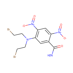 NC(=O)c1cc(N(CCBr)CCBr)c([N+](=O)[O-])cc1[N+](=O)[O-] ZINC000003949441