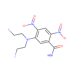 NC(=O)c1cc(N(CCI)CCI)c([N+](=O)[O-])cc1[N+](=O)[O-] ZINC000005733070