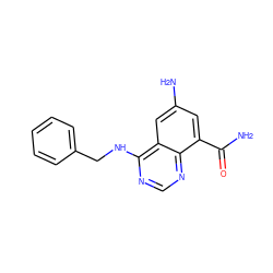 NC(=O)c1cc(N)cc2c(NCc3ccccc3)ncnc12 ZINC000114344171