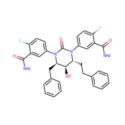 NC(=O)c1cc(N2C(=O)N(c3ccc(F)c(C(N)=O)c3)[C@H](Cc3ccccc3)[C@H](O)[C@H]2CCc2ccccc2)ccc1F ZINC000028113346