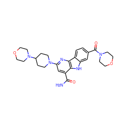 NC(=O)c1cc(N2CCC(N3CCOCC3)CC2)nc2c1[nH]c1cc(C(=O)N3CCOCC3)ccc12 ZINC000113203684