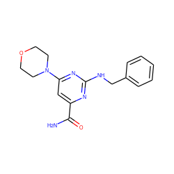 NC(=O)c1cc(N2CCOCC2)nc(NCc2ccccc2)n1 ZINC000095572651