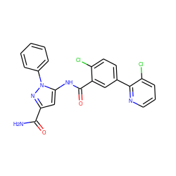 NC(=O)c1cc(NC(=O)c2cc(-c3ncccc3Cl)ccc2Cl)n(-c2ccccc2)n1 ZINC001772577991