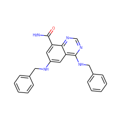 NC(=O)c1cc(NCc2ccccc2)cc2c(NCc3ccccc3)ncnc12 ZINC000114349782