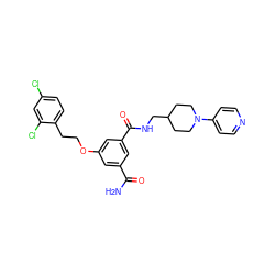 NC(=O)c1cc(OCCc2ccc(Cl)cc2Cl)cc(C(=O)NCC2CCN(c3ccncc3)CC2)c1 ZINC000013643389