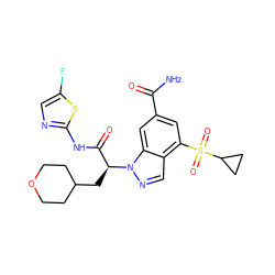 NC(=O)c1cc(S(=O)(=O)C2CC2)c2cnn([C@@H](CC3CCOCC3)C(=O)Nc3ncc(F)s3)c2c1 ZINC001772583639