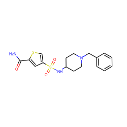 NC(=O)c1cc(S(=O)(=O)NC2CCN(Cc3ccccc3)CC2)cs1 ZINC000020921620