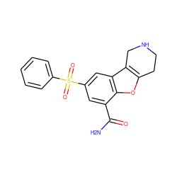 NC(=O)c1cc(S(=O)(=O)c2ccccc2)cc2c3c(oc12)CCNC3 ZINC000147570682