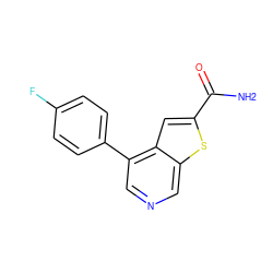 NC(=O)c1cc2c(-c3ccc(F)cc3)cncc2s1 ZINC000063298448