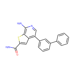 NC(=O)c1cc2c(-c3cccc(-c4ccccc4)c3)cnc(N)c2s1 ZINC000040829541