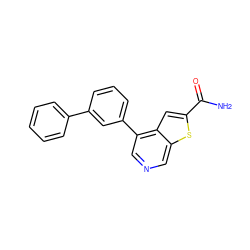 NC(=O)c1cc2c(-c3cccc(-c4ccccc4)c3)cncc2s1 ZINC000040916908