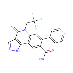 NC(=O)c1cc2c3[nH]ncc3c(=O)n(CC(F)(F)F)c2cc1-c1ccncc1 ZINC000205522781