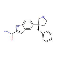 NC(=O)c1cc2cc([C@@]3(Cc4ccccc4)CCNC3)ccc2[nH]1 ZINC000040862251