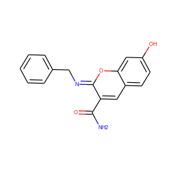 NC(=O)c1cc2ccc(O)cc2o/c1=N\Cc1ccccc1 ZINC000013750165