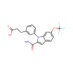 NC(=O)c1cc2ccc(OC(F)(F)F)cc2n1-c1cccc(CCC(=O)O)c1 ZINC001772572885