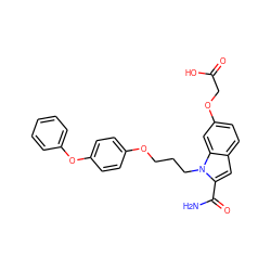 NC(=O)c1cc2ccc(OCC(=O)O)cc2n1CCCOc1ccc(Oc2ccccc2)cc1 ZINC001772614250