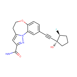 NC(=O)c1cc2n(n1)-c1cc(C#C[C@]3(O)CCC[C@@H]3F)ccc1OCC2 ZINC000220010548