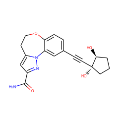 NC(=O)c1cc2n(n1)-c1cc(C#C[C@]3(O)CCC[C@@H]3O)ccc1OCC2 ZINC000219516628