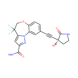 NC(=O)c1cc2n(n1)-c1cc(C#C[C@]3(O)CCNC3=O)ccc1OCC2(F)F ZINC000215777076