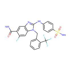 NC(=O)c1cc2nc(Nc3ccc(S(N)(=O)=O)cc3)n(Cc3ccccc3C(F)(F)F)c2cc1F ZINC000043014108