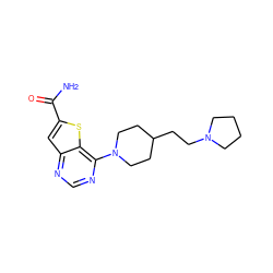 NC(=O)c1cc2ncnc(N3CCC(CCN4CCCC4)CC3)c2s1 ZINC000095591280