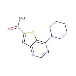 NC(=O)c1cc2ncnc(N3CCCCC3)c2s1 ZINC000095590319