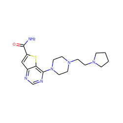 NC(=O)c1cc2ncnc(N3CCN(CCN4CCCC4)CC3)c2s1 ZINC000095586274