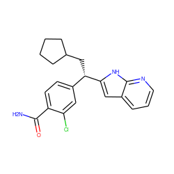 NC(=O)c1ccc([C@H](CC2CCCC2)c2cc3cccnc3[nH]2)cc1Cl ZINC000653794002