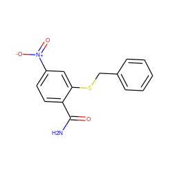 NC(=O)c1ccc([N+](=O)[O-])cc1SCc1ccccc1 ZINC000000269089