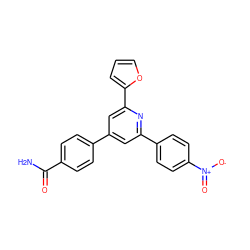 NC(=O)c1ccc(-c2cc(-c3ccc([N+](=O)[O-])cc3)nc(-c3ccco3)c2)cc1 ZINC000216430123