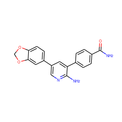 NC(=O)c1ccc(-c2cc(-c3ccc4c(c3)OCO4)cnc2N)cc1 ZINC000045338197