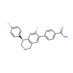 NC(=O)c1ccc(-c2cc3c(cc2F)[C@H](c2ccc(Cl)cc2)CNC3)cc1 ZINC000114516602