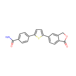 NC(=O)c1ccc(-c2ccc(-c3ccc4c(c3)COC4=O)s2)cc1 ZINC000653716017