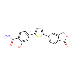 NC(=O)c1ccc(-c2ccc(-c3ccc4c(c3)COC4=O)s2)cc1O ZINC000653692093