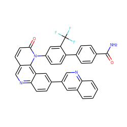 NC(=O)c1ccc(-c2ccc(-n3c(=O)ccc4cnc5ccc(-c6cnc7ccccc7c6)cc5c43)cc2C(F)(F)F)cc1 ZINC000072176204