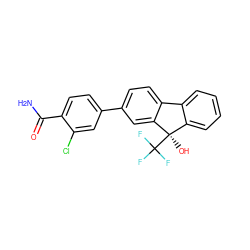 NC(=O)c1ccc(-c2ccc3c(c2)[C@](O)(C(F)(F)F)c2ccccc2-3)cc1Cl ZINC000144762449