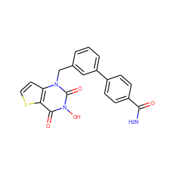 NC(=O)c1ccc(-c2cccc(Cn3c(=O)n(O)c(=O)c4sccc43)c2)cc1 ZINC000028359434