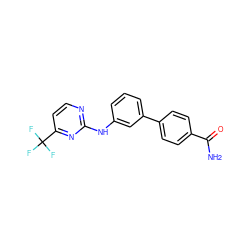 NC(=O)c1ccc(-c2cccc(Nc3nccc(C(F)(F)F)n3)c2)cc1 ZINC001772612461