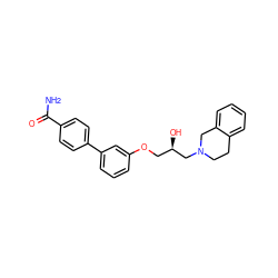 NC(=O)c1ccc(-c2cccc(OC[C@@H](O)CN3CCc4ccccc4C3)c2)cc1 ZINC000219736451