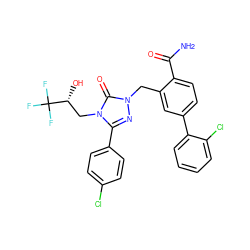 NC(=O)c1ccc(-c2ccccc2Cl)cc1Cn1nc(-c2ccc(Cl)cc2)n(C[C@@H](O)C(F)(F)F)c1=O ZINC000118903810